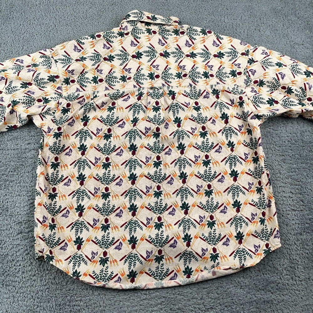 VTG Columbia Shirt Womens Medium Cream All Over Print Floral Nature Lightweight - Picture 7 of 12